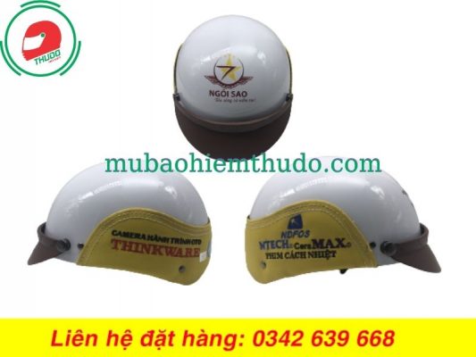 Mũ Bảo Hiểm Quảng Cáo Thêu Logo Lên Mũ cao cấp